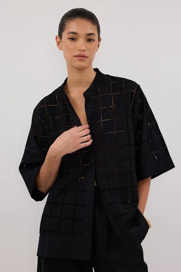 OWEN BLACK SLEEVED BRODERIE SHIRT Women DISSH Shirts