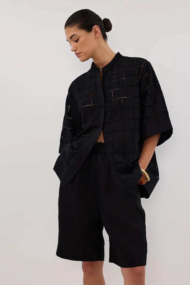 OWEN BLACK SLEEVED BRODERIE SHIRT Women DISSH Shirts