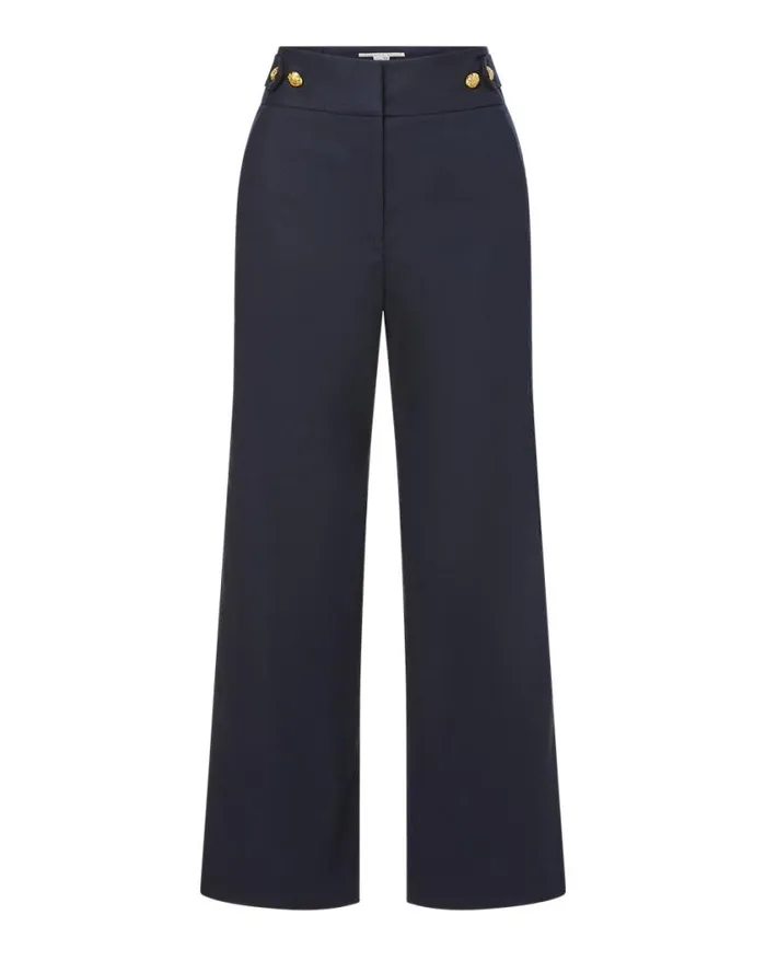 Pants Shop Veronica Beard Aubrie Linen Pant Navy