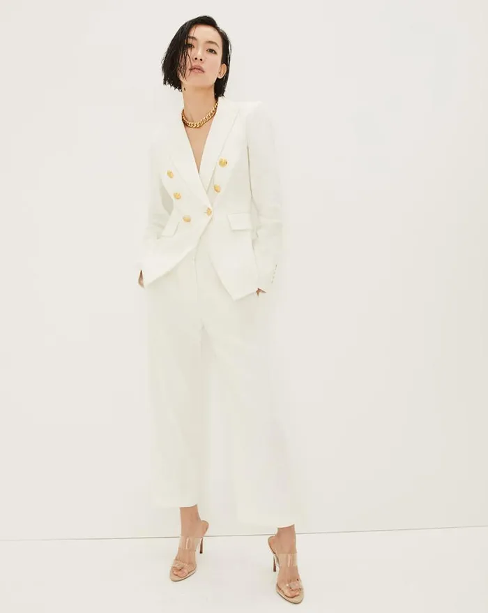 Pants Shop Veronica Beard Aubrie Linen Pant Navy