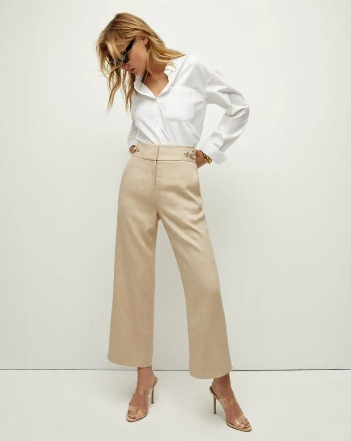 Pants Shop Veronica Beard Aubrie Linen Pant Navy