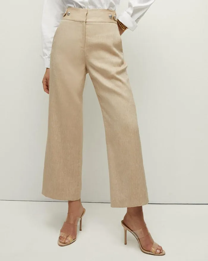 Pants Shop Veronica Beard Aubrie Linen Pant Navy