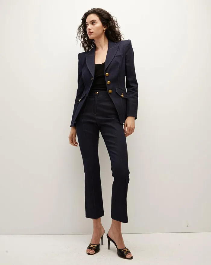 Pants Shop Veronica Beard Kimra Denim Pant Dark Oxford