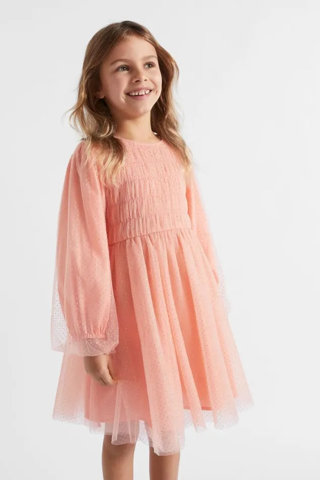 Party Girl Seed Heritage Metallic Pinspot Dress Soft Coral