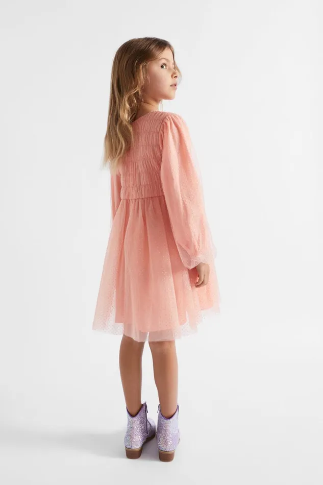 Party Girl Seed Heritage Metallic Pinspot Dress Soft Coral