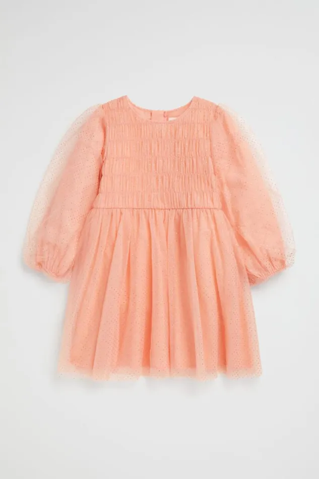 Party Girl Seed Heritage Metallic Pinspot Dress Soft Coral