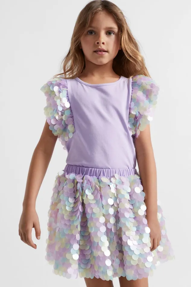Party Girl Seed Heritage Ombre Sequin Tee Lavender
