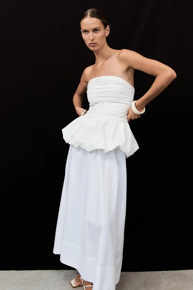 PEGGY WHITE COTTON STRAPLESS TOP Women DISSH White Tops