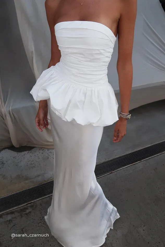 PEGGY WHITE COTTON STRAPLESS TOP Women DISSH White Tops