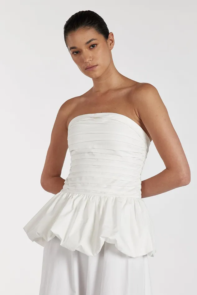 PEGGY WHITE COTTON STRAPLESS TOP Women DISSH White Tops