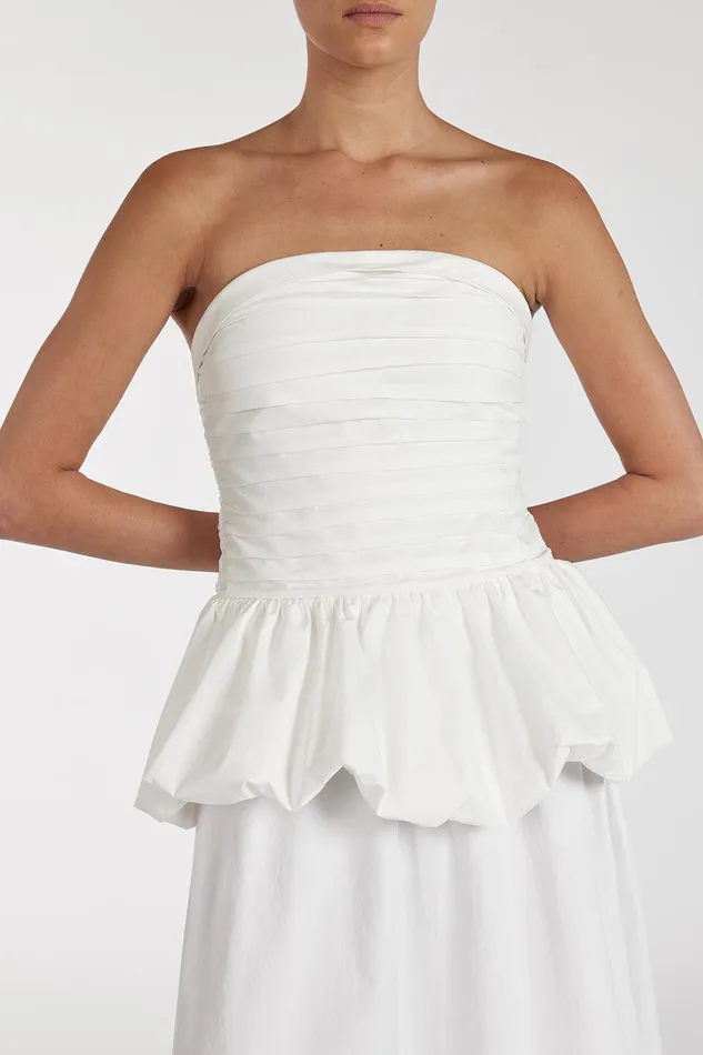PEGGY WHITE COTTON STRAPLESS TOP Women DISSH White Tops