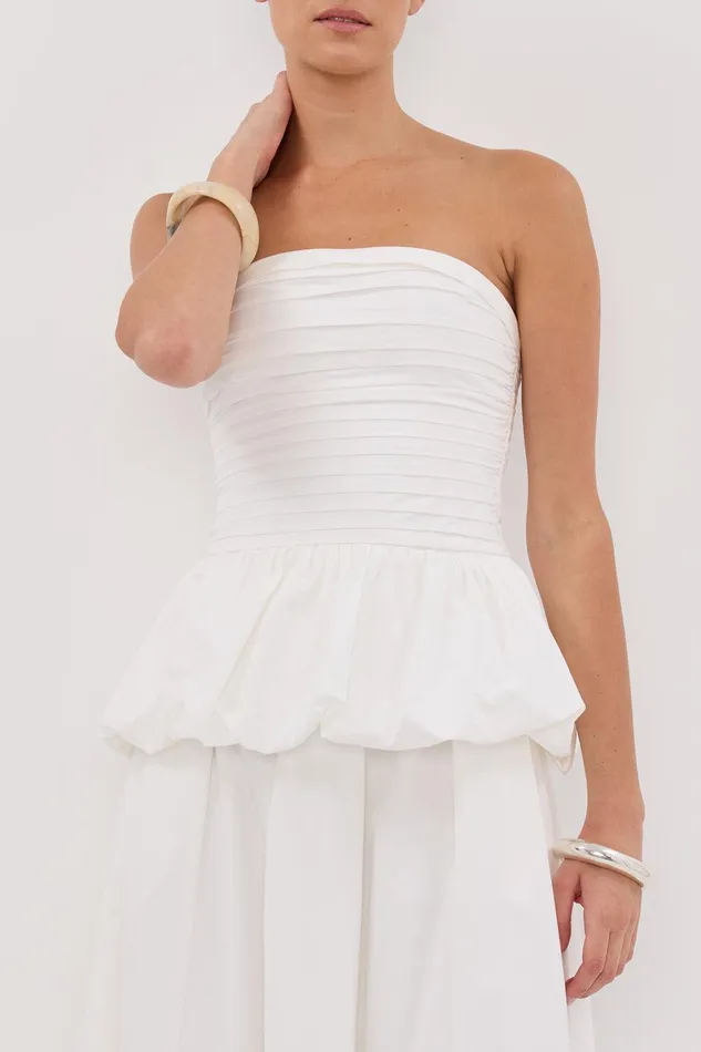 PEGGY WHITE COTTON STRAPLESS TOP Women DISSH White Tops