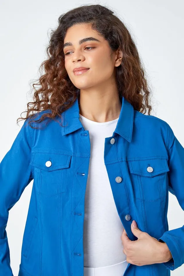 Petrol Blue Stretch Pocket Detail Jacket Women Roman Coords
