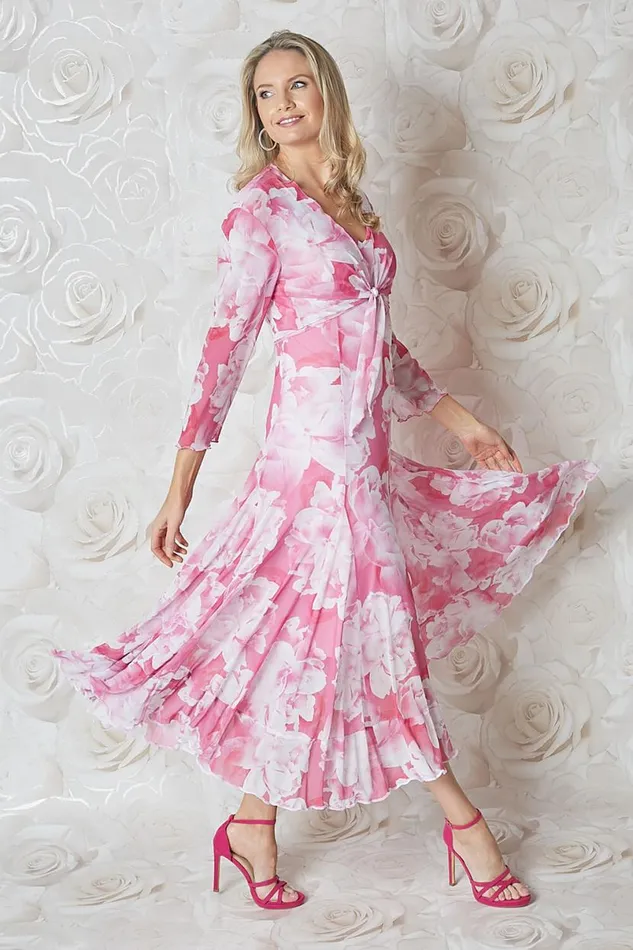 Pink Julianna Floral Print Mesh Shrug Women Roman Jackets