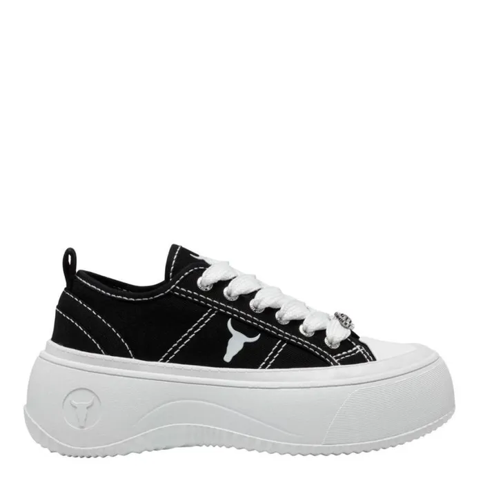 Platform Sneakers Women Windsor Smith INTENTIONS BLACK CANVAS SNEAKERS