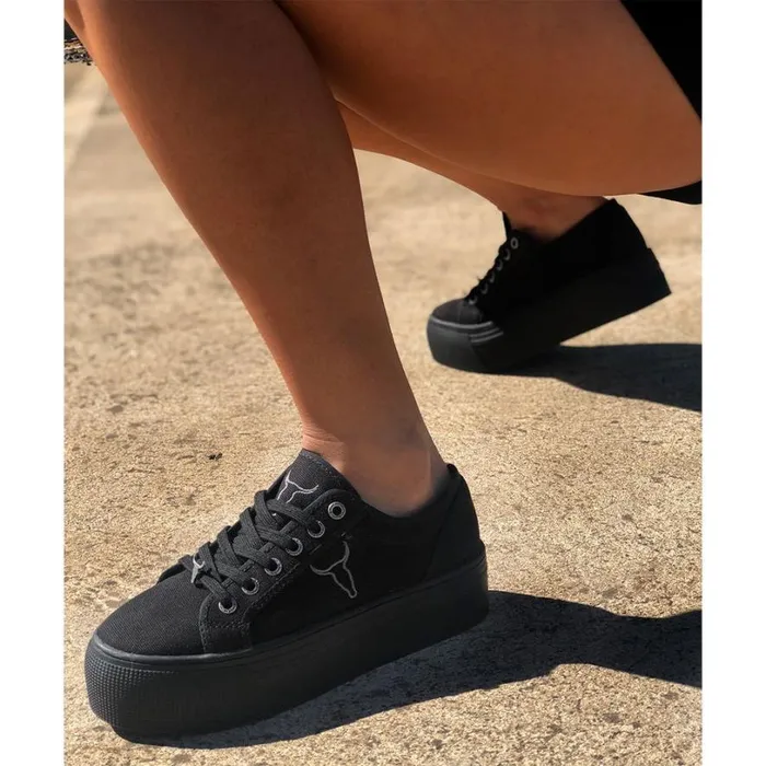 Platform Sneakers Women Windsor Smith RUBY BLACK CANVAS SNEAKERS Platform Sneakers Women Windsor Smith RUBY BLACK CANVAS SNEAKERS