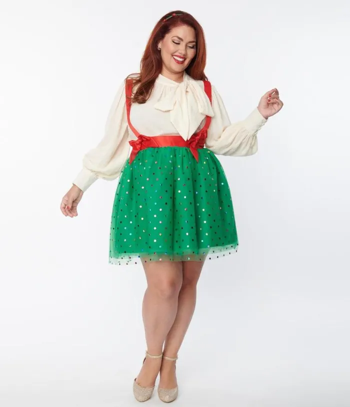 Plus Size Green and Multi Polka Dot Tulle Suspender Mini Skirt ClothingPlus Unique Vintage Skirts Plus Size Green and Multi Polka Dot Tulle Suspender Mini Skirt ClothingPlus Unique Vintage Skirts