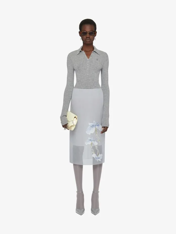 Polo Sweater In Wool With 4g Detail Heather Grey Women Givenchy Sweaters