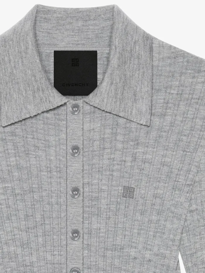 Polo Sweater In Wool With 4g Detail Heather Grey Women Givenchy Sweaters