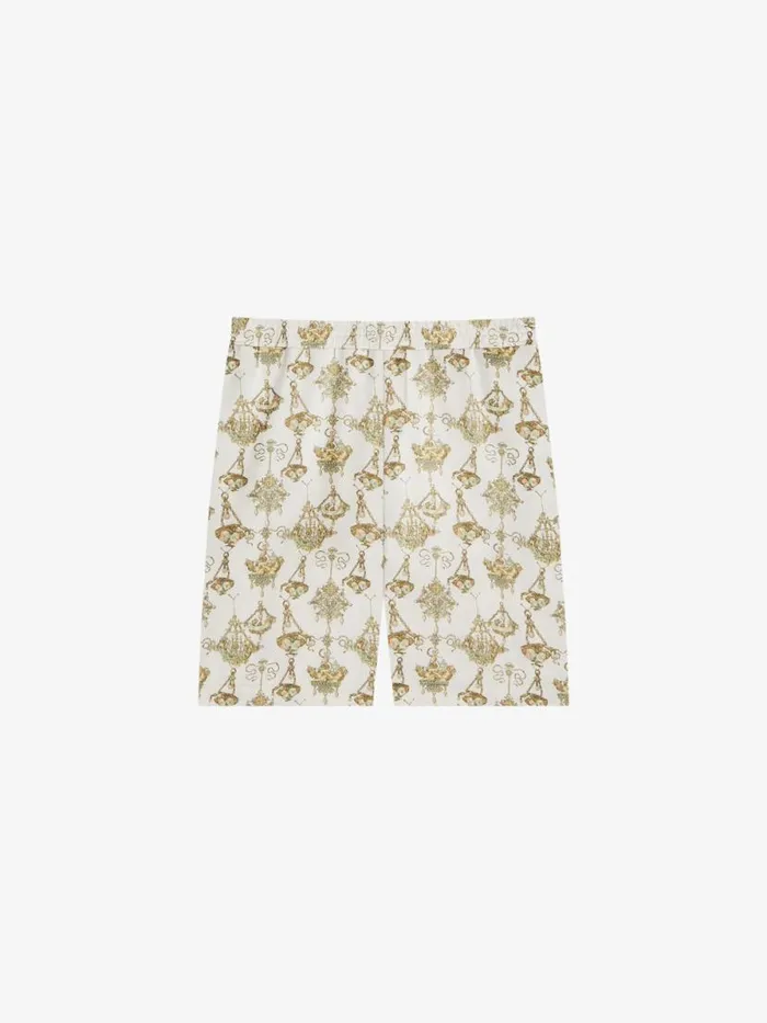 Printed Chandelier Tailored Shorts In Silk Creamochre Men Givenchy Pants and Shorts Printed Chandelier Tailored Shorts In Silk Creamochre Men Givenchy Pants and Shorts