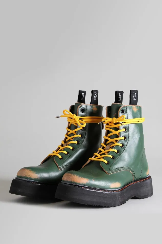 R13 Boots Women Single Stack Boot 8211 Hunter Green Remove