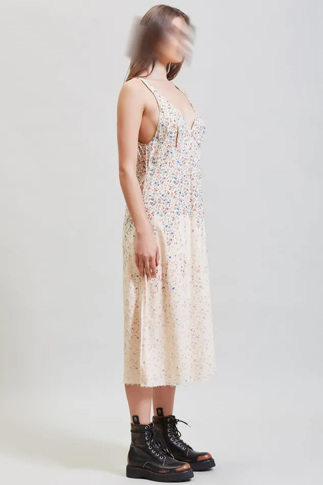 R13 Dresses Women Grunge Slip 8211 Dip Bleached Beige Floral