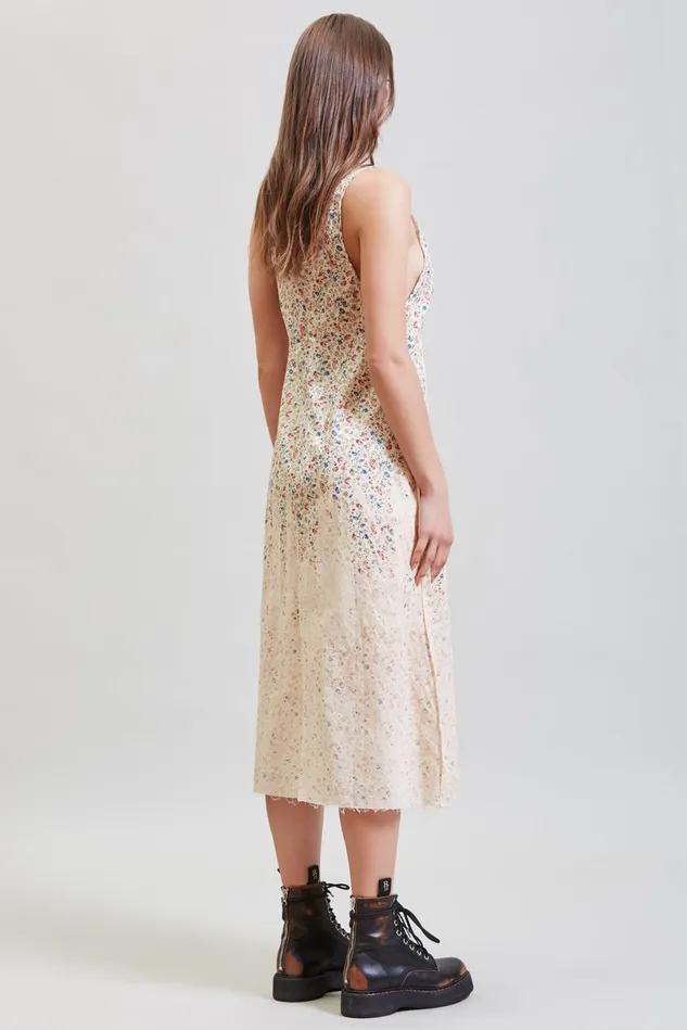 R13 Dresses Women Grunge Slip 8211 Dip Bleached Beige Floral