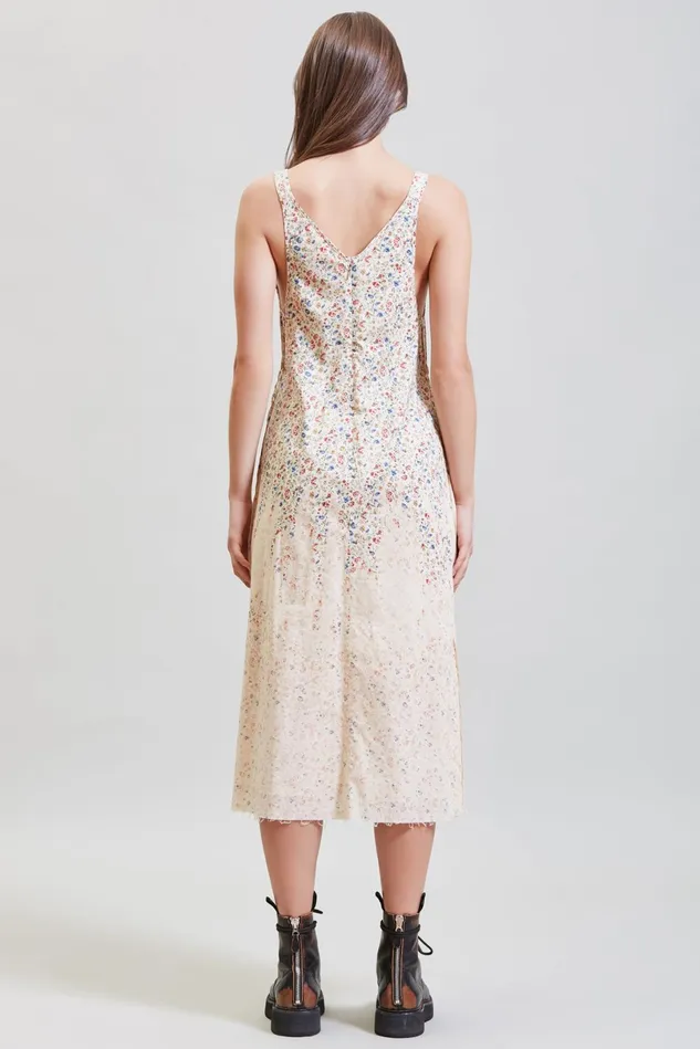 R13 Dresses Women Grunge Slip 8211 Dip Bleached Beige Floral