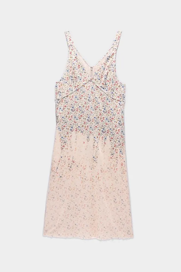 R13 Dresses Women Grunge Slip 8211 Dip Bleached Beige Floral