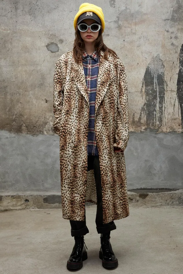 R13 Jackets and Coats Women Shredded Seam Robe 8211 Cheetah