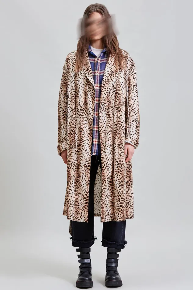 R13 Jackets and Coats Women Shredded Seam Robe 8211 Cheetah