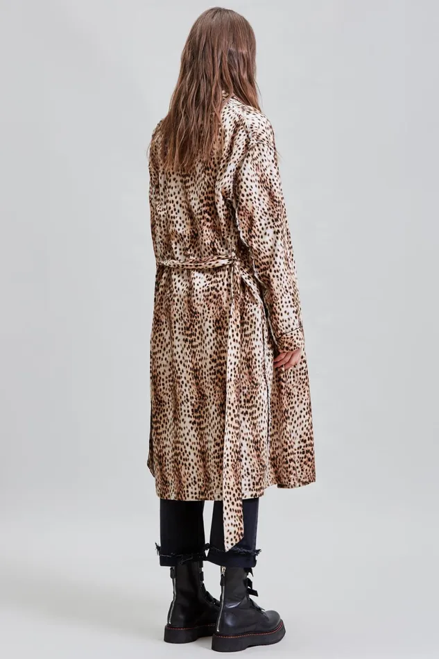 R13 Jackets and Coats Women Shredded Seam Robe 8211 Cheetah