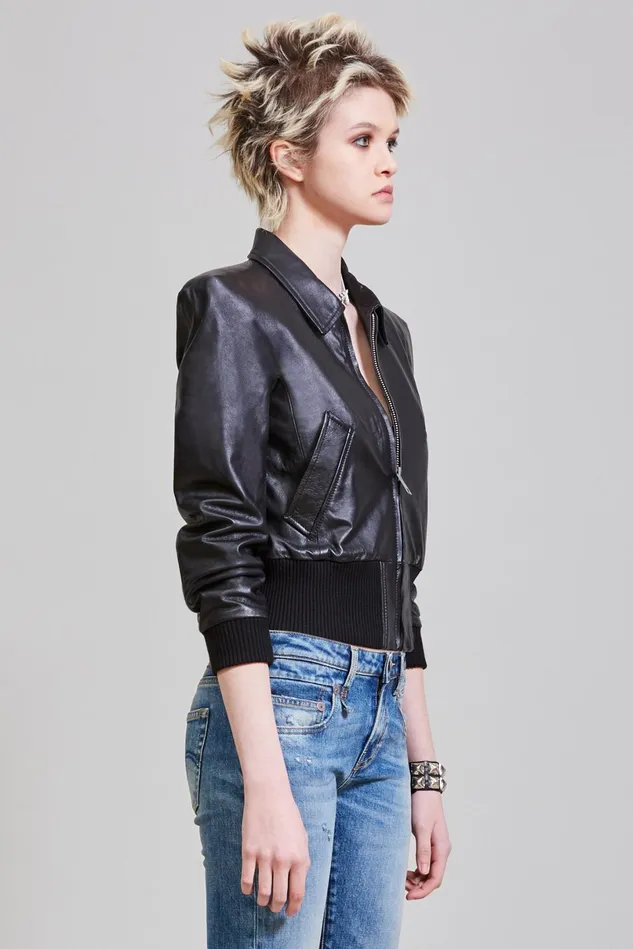 R13 Jackets and Coats Women Square Shoulder Bomber 8211 Black