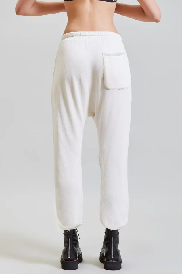 R13 Pants and Skirts Women Shredded Knee Drop Sweatpant 8211 Ecru