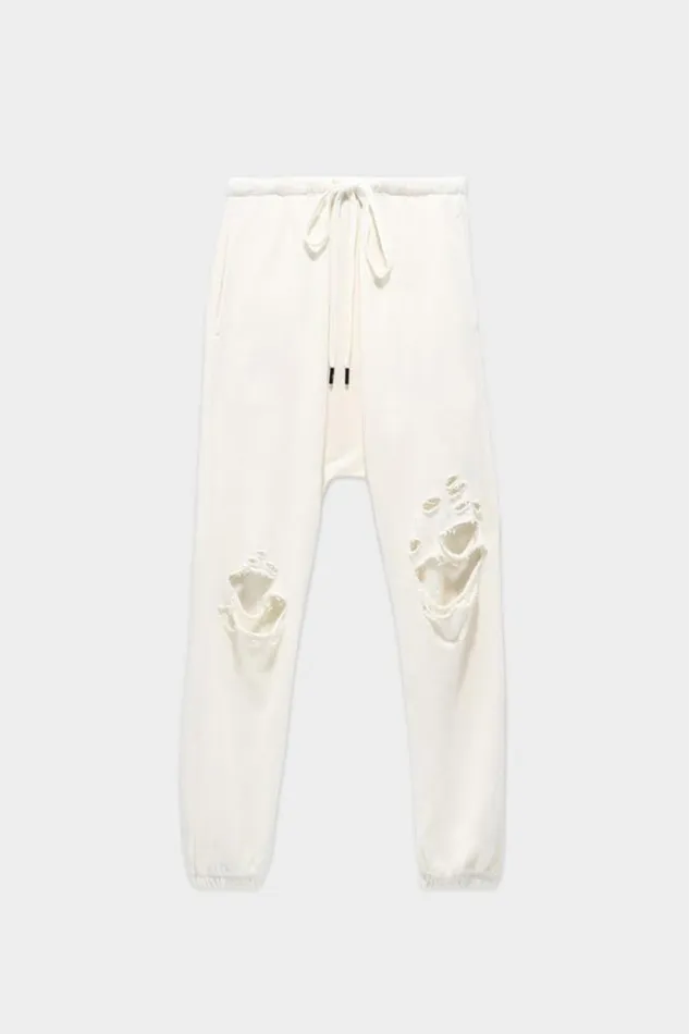R13 Pants and Skirts Women Shredded Knee Drop Sweatpant 8211 Ecru