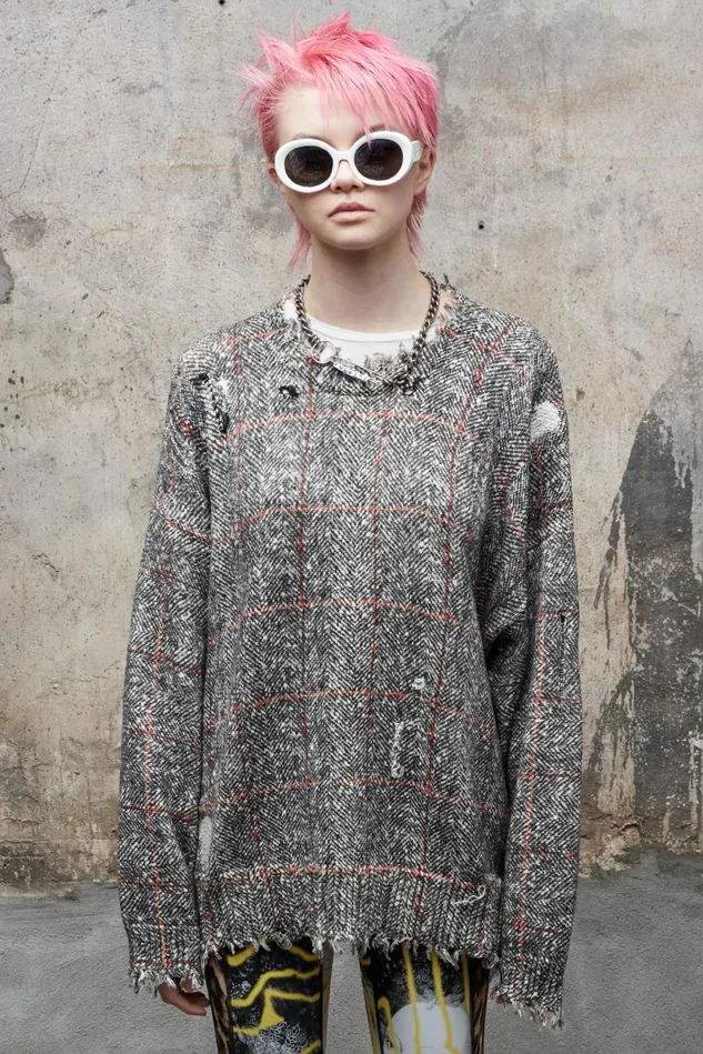 R13 Sweaters Women Oversized Sweater 8211 Printed Tweed