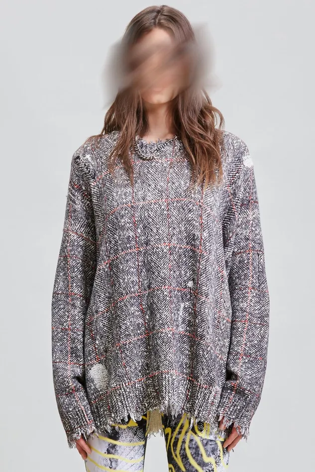 R13 Sweaters Women Oversized Sweater 8211 Printed Tweed