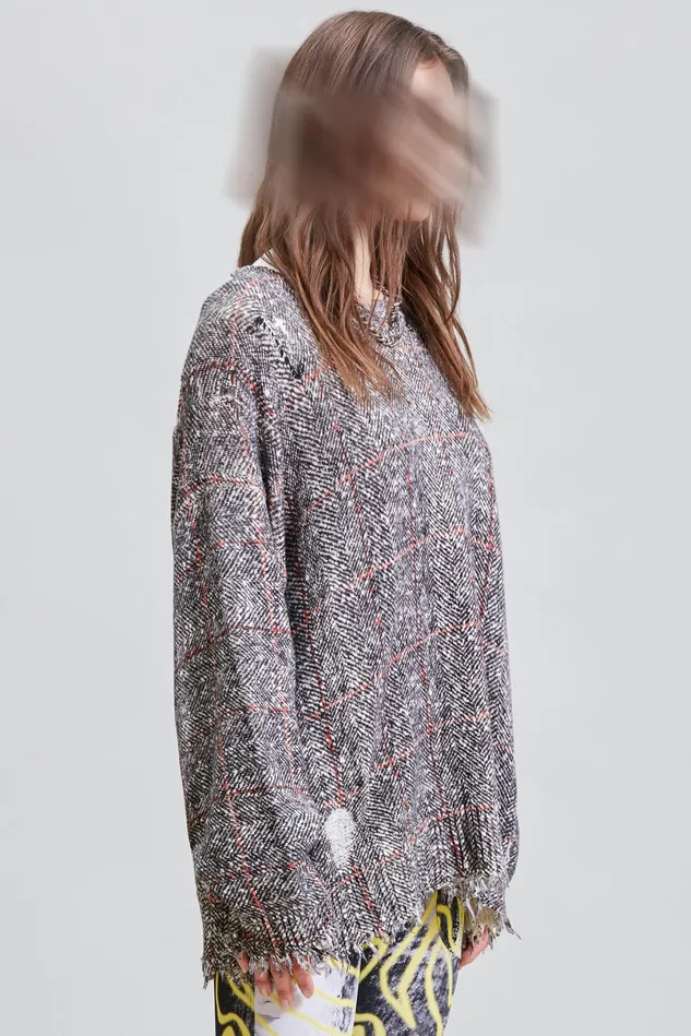 R13 Sweaters Women Oversized Sweater 8211 Printed Tweed