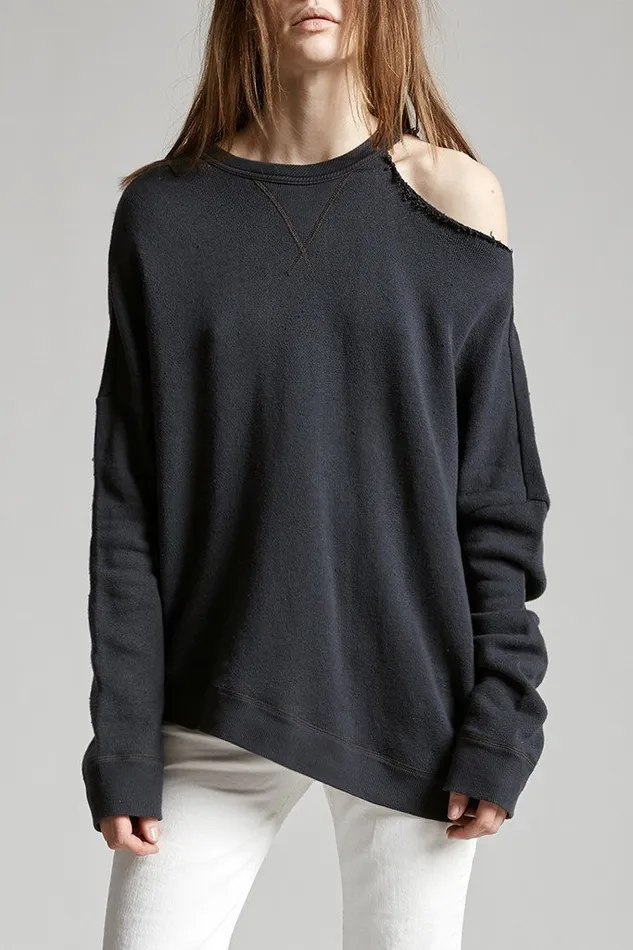R13 Sweatshirts Women Distorted Sweatshirt 8211 Vintage Black