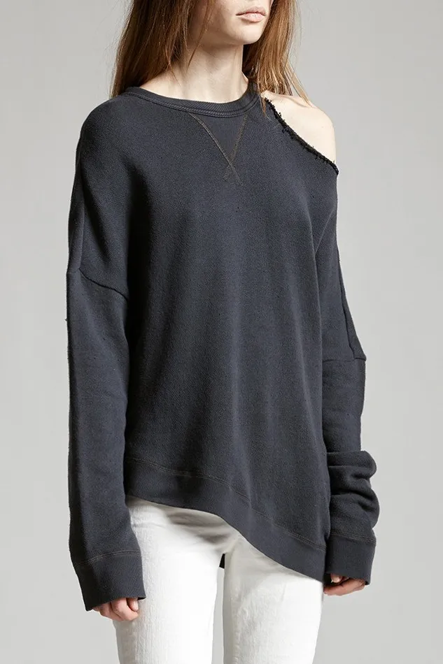 R13 Sweatshirts Women Distorted Sweatshirt 8211 Vintage Black R13 Sweatshirts Women Distorted Sweatshirt 8211 Vintage Black