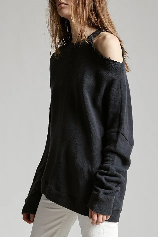 R13 Sweatshirts Women Distorted Sweatshirt 8211 Vintage Black R13 Sweatshirts Women Distorted Sweatshirt 8211 Vintage Black