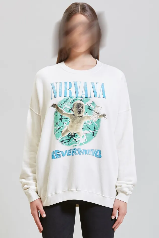 R13 Sweatshirts Women Nirvana Nevermind Album Cover Oversized Crewneck 8211 Ecru