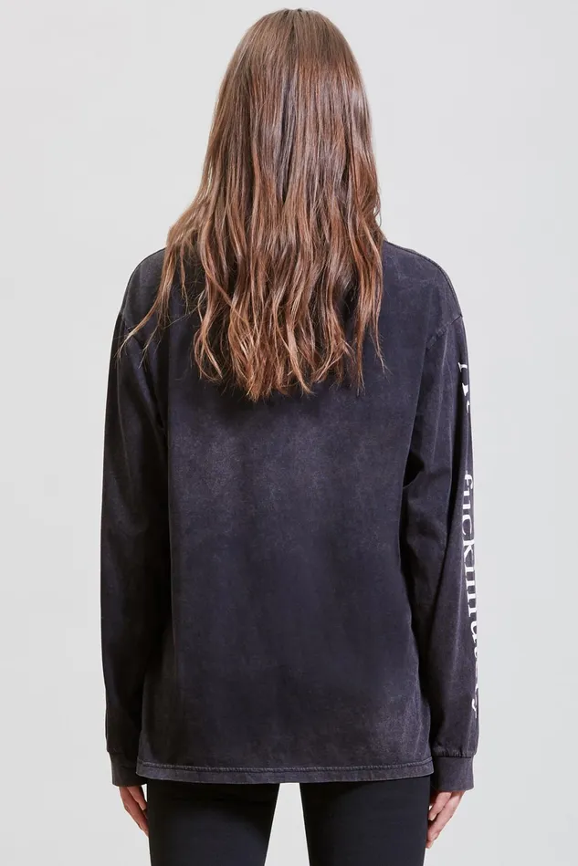 R13 TShirts Women Absofuckinglutely Long Sleeve Tee 8211 Acid Black