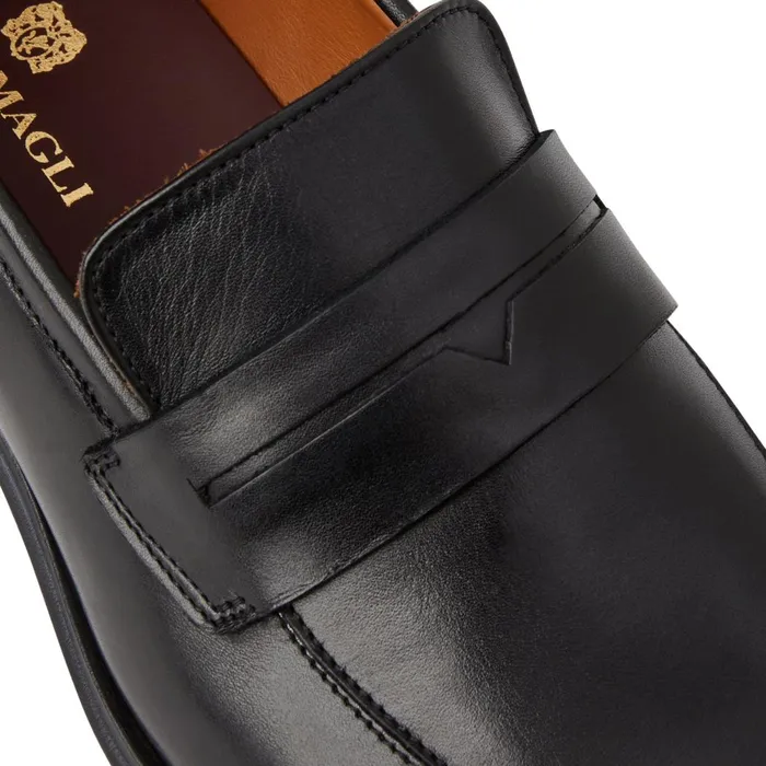 Raging Leather Penny Loafer Black Men Bruno Magli Loafers and Slipons