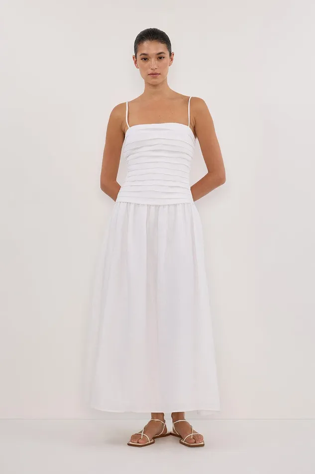 REECE WHITE LINEN MIDI DRESS Women DISSH White Dresses