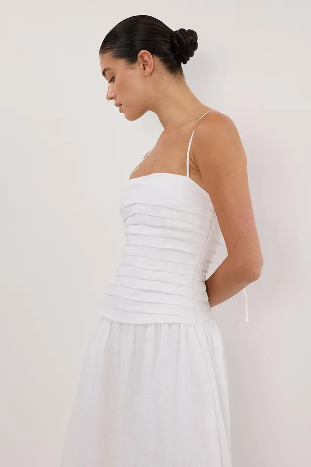 REECE WHITE LINEN MIDI DRESS Women DISSH White Dresses