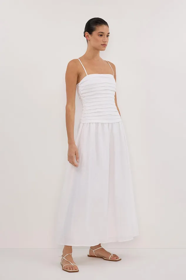 REECE WHITE LINEN MIDI DRESS Women DISSH White Dresses