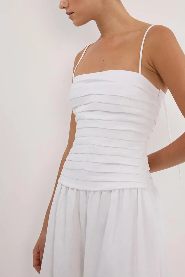 REECE WHITE LINEN MIDI DRESS Women DISSH White Dresses