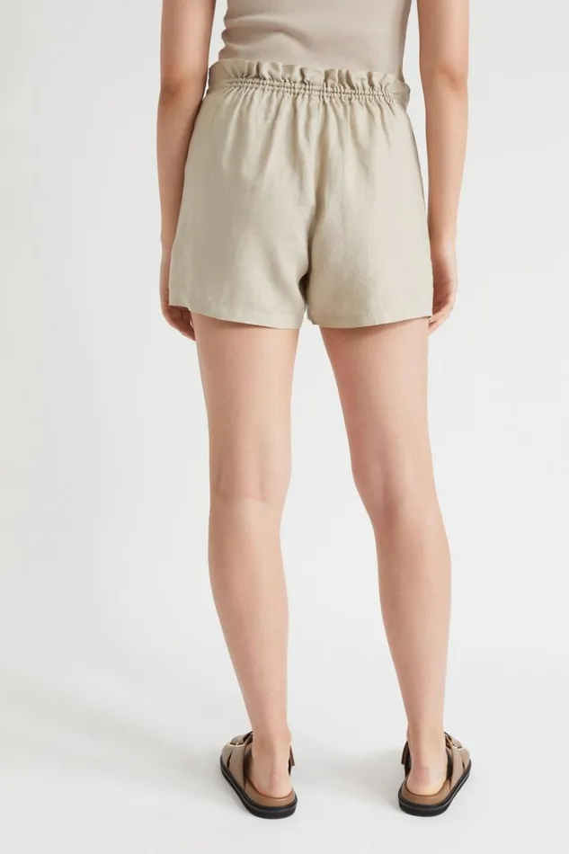 Resort Woman Seed Heritage Linen Shirred Short Soft Mink
