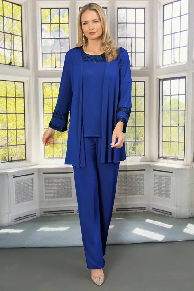 Royal Blue Julianna Jersey Sequin Cuff Jacket Women Roman Occasionwear